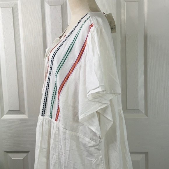 Women's Kimono Short Sleeve Embroidered A-Line Dress Knox Rose White Size 3X - Picture 6 of 15